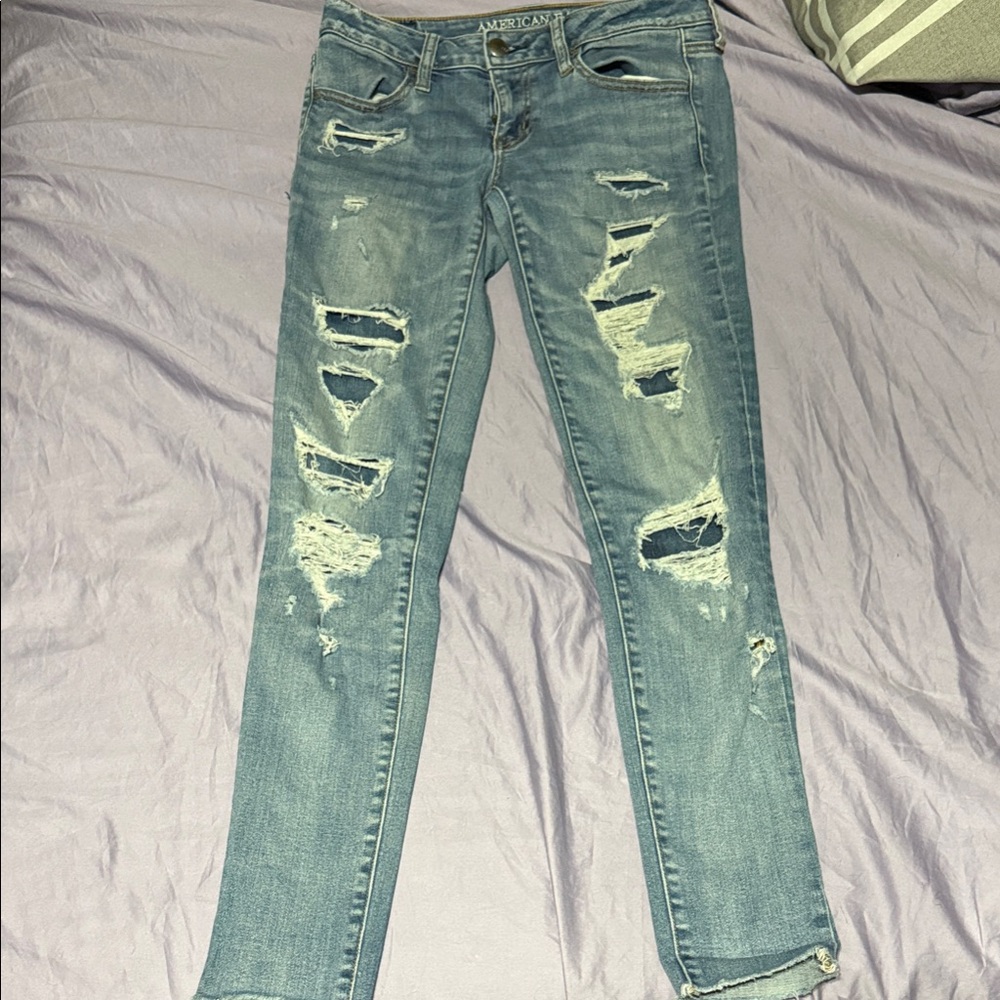 American Eagle Outfitters Women's Distressed Denim Skinny Jeans